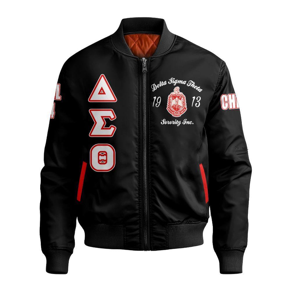 Ireishprint Delta Sigma Theta Custom Line Crossing Jacket, Old School Simple Style Delta Sigma Theta Jacket Sorority Bomber Jacket