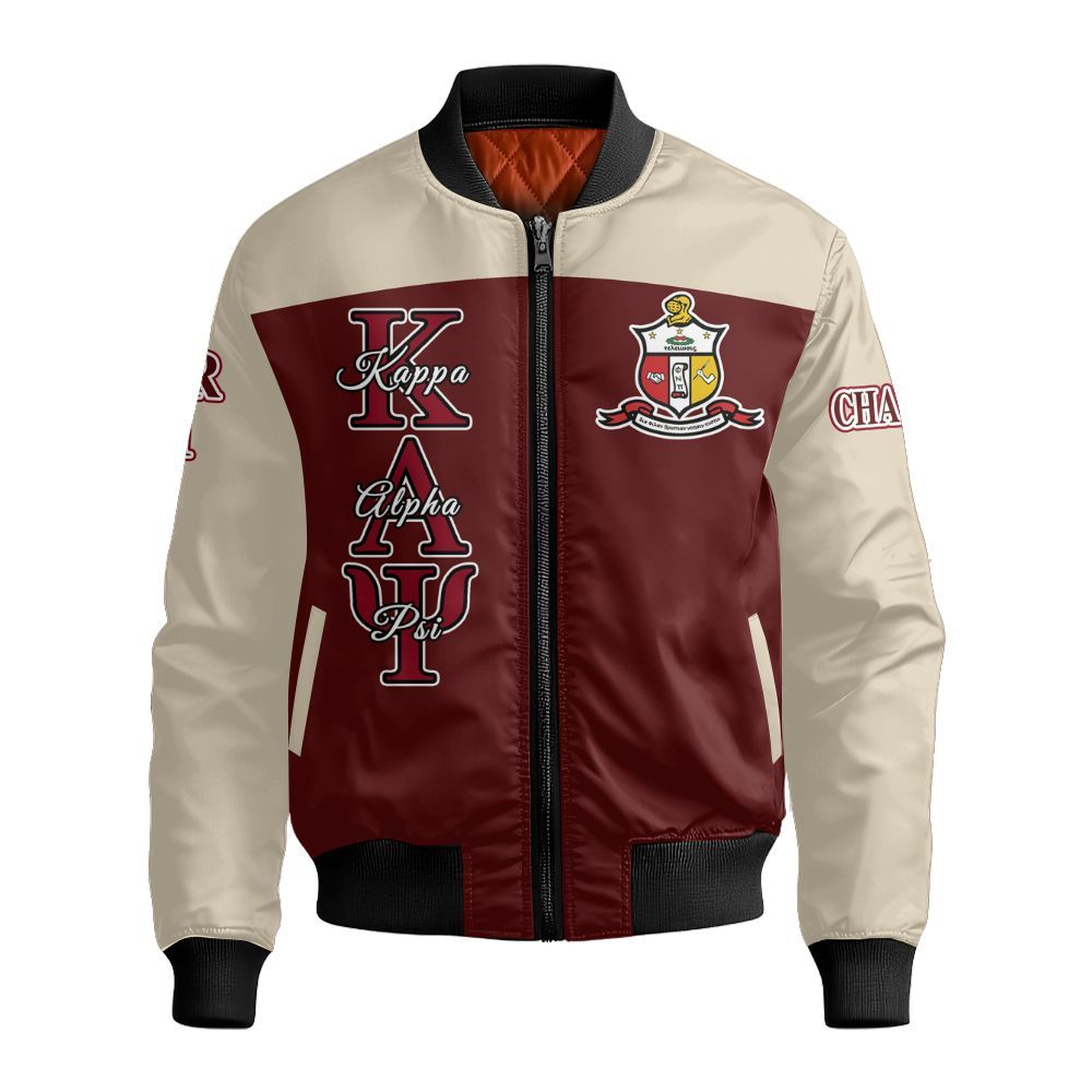 Ireishprint ΚΑΨ Custom Chapter Shirt, Personalized Krimson Color Shirt ΚΑΨ Fraternity Bomber Jacket
