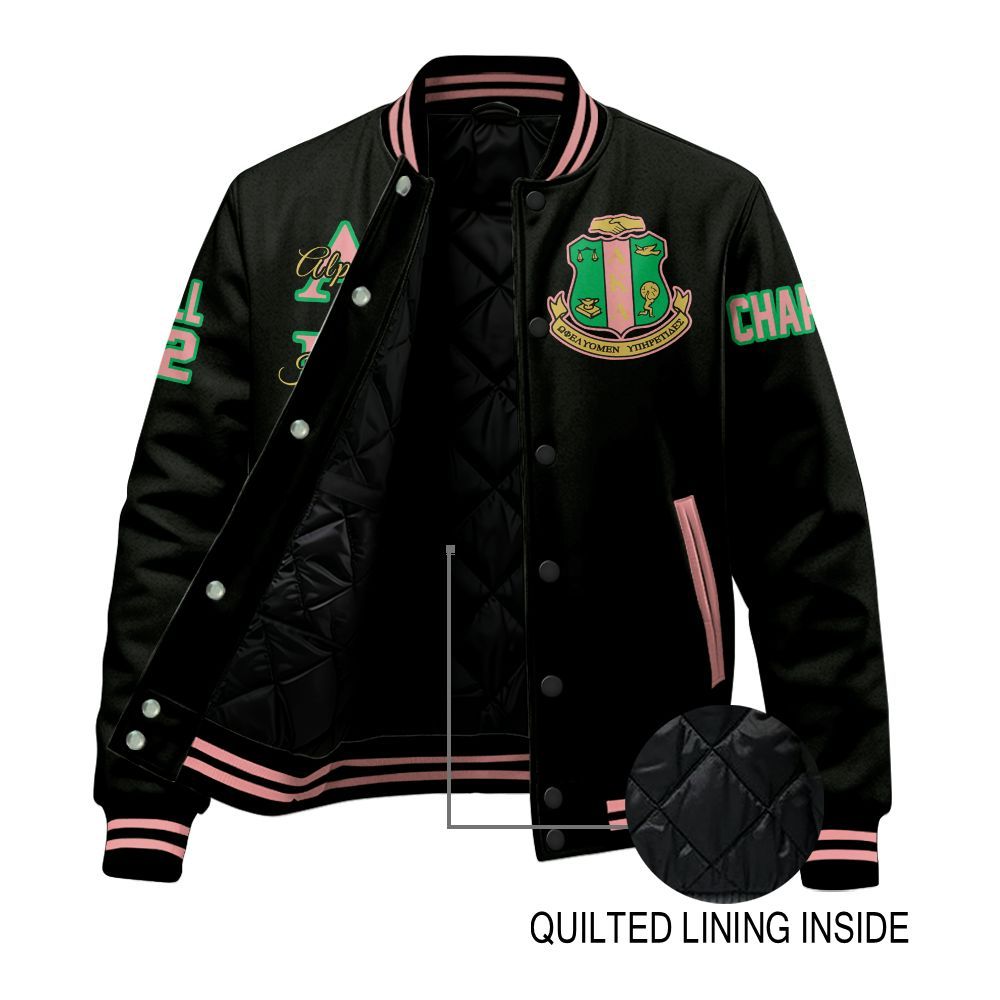 Ireishprint A.K.A Custom Chapter Stitched Jacket, Personalized Black 1908 Sorority Embroidered Jacket