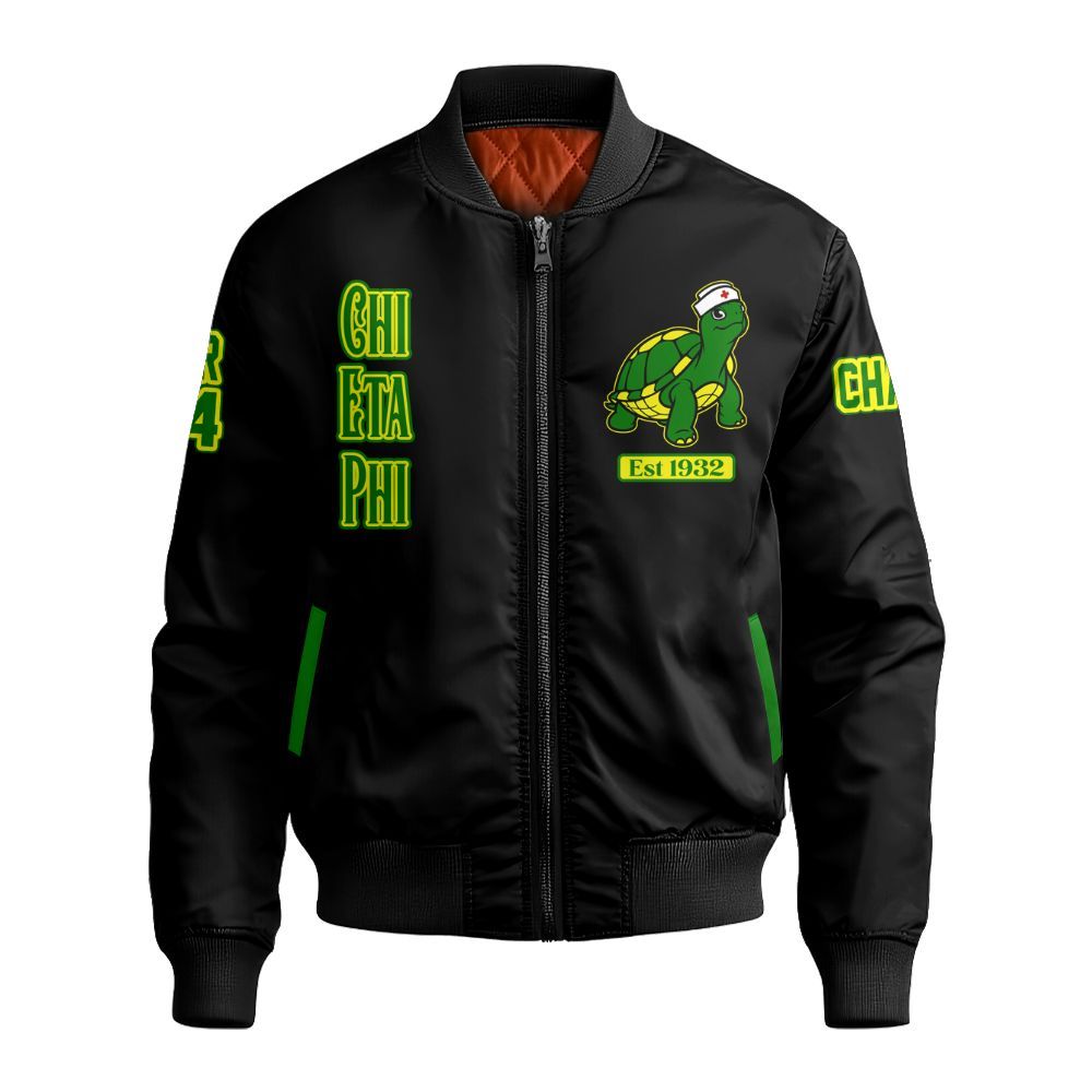Ireishprint Chi Eta Phi Custom Chapter Shirt, Personalized Chi Eta Phi Founded 1932 Turtle Shirt Chi Eta Phi Sorority Bomber Jacket