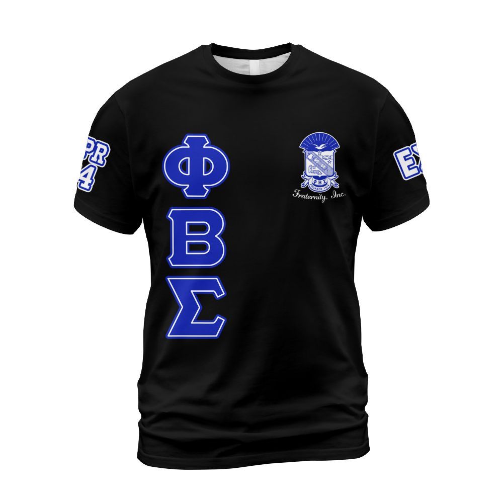 Ireishprint ΦΒΣ Custom Chapter Shirt, Personalized Circle Black Duo Sigma 1914 Fraternity Shirt