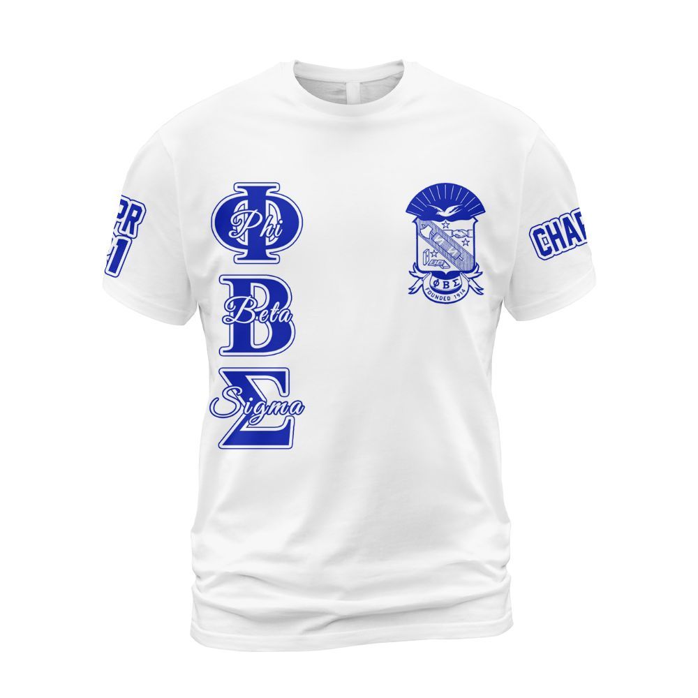 Ireishprint ΦΒΣ Custom Chapter Shirt, Personalized White Royal Blue Shirt ΦΒΣ Fraternity Shirt