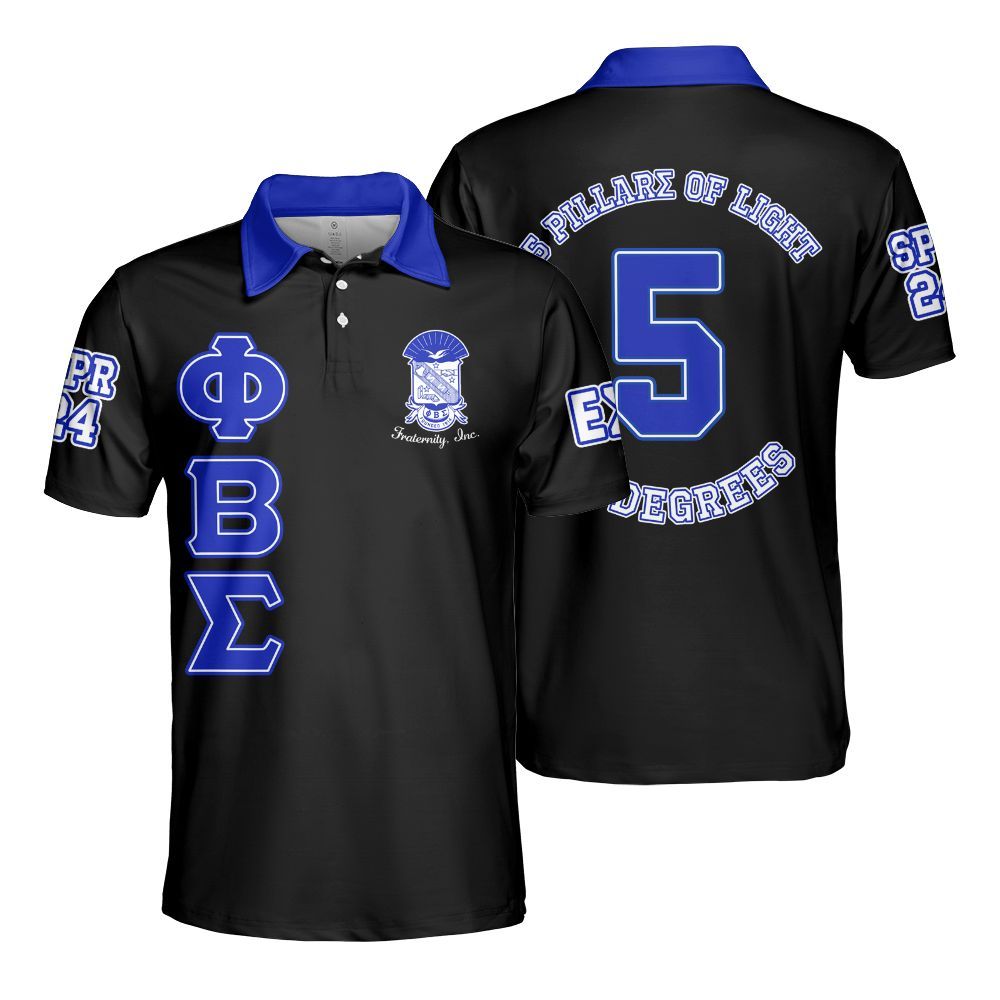 Ireishprint ΦΒΣ Custom Chapter Polo Shirt, Personalized Circle Black Duo Sigma 1914 Fraternity Polo Shirt