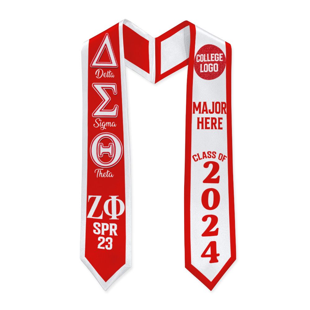 Ireishprint Delta Sigma Theta Custom Your Logo Graduation Stole, Personalized Mix Duo Colors Graduation Stole Delta Sigma Theta Sorority
