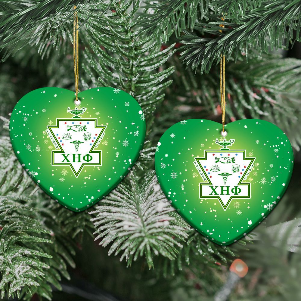 Ireishprint Chi Eta Phi Ceramic Ornament, Green Yellow Christmas Ornament
