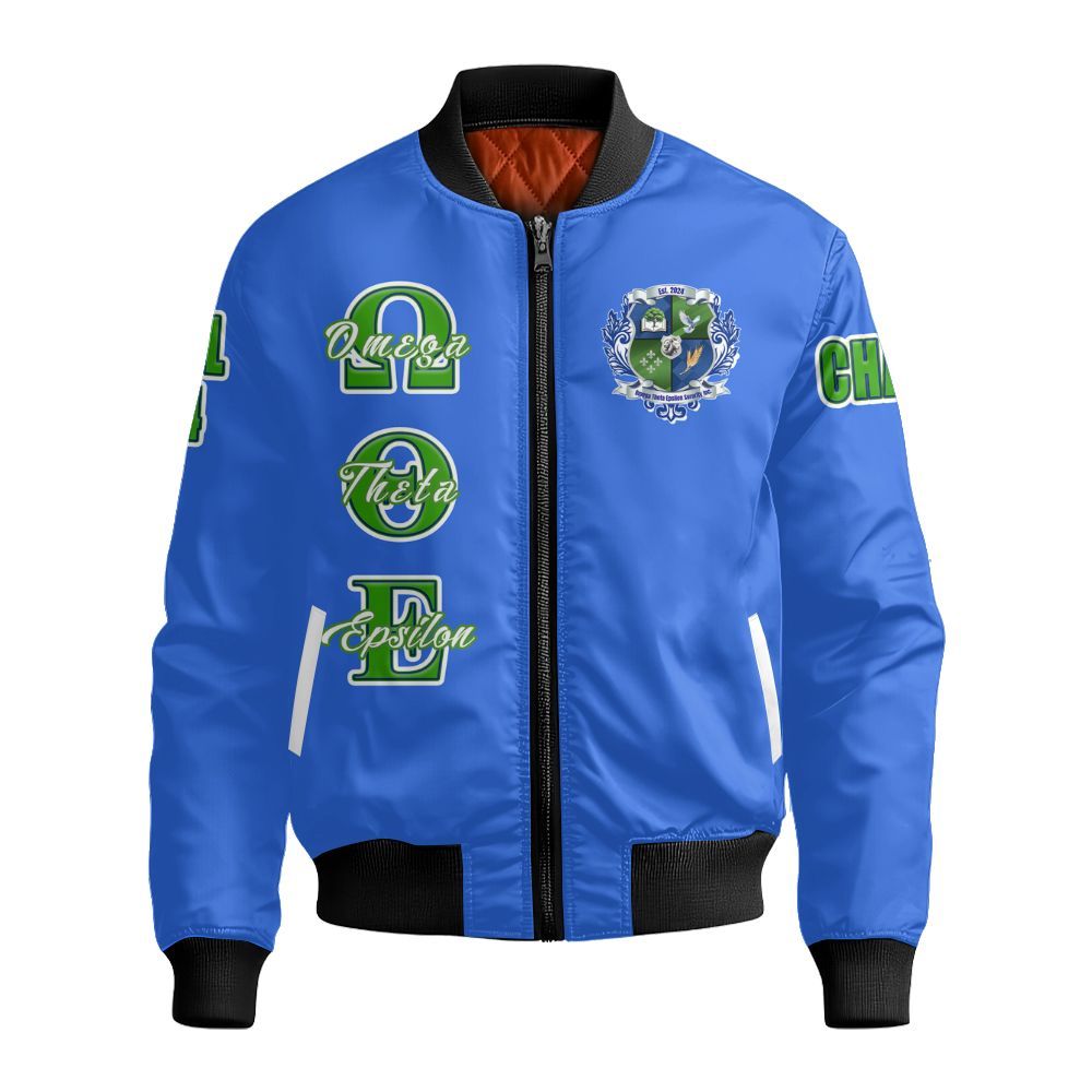 Ireishprint Omega Theta Epsilon Custom Chapter Cardigan, Custom Omega Theta Epsilon Sorority Blue Cardigan Since 2024 Sorority Bomber Jacket