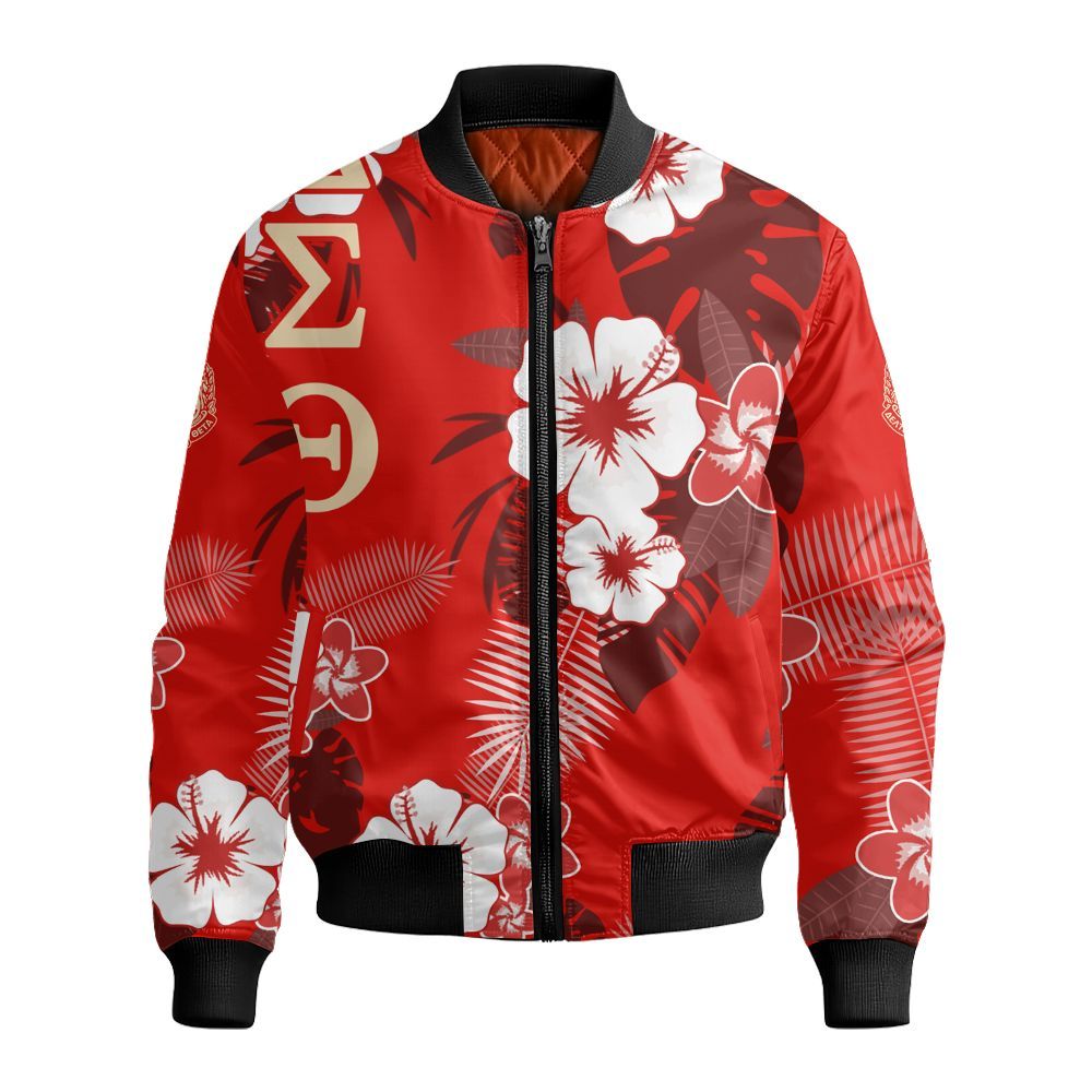 Ireishprint Delta Sigma Theta Hawaii Short, Hibiscus Flower Hawaii Short Delta Sigma Theta Sorority Bomber Jacket