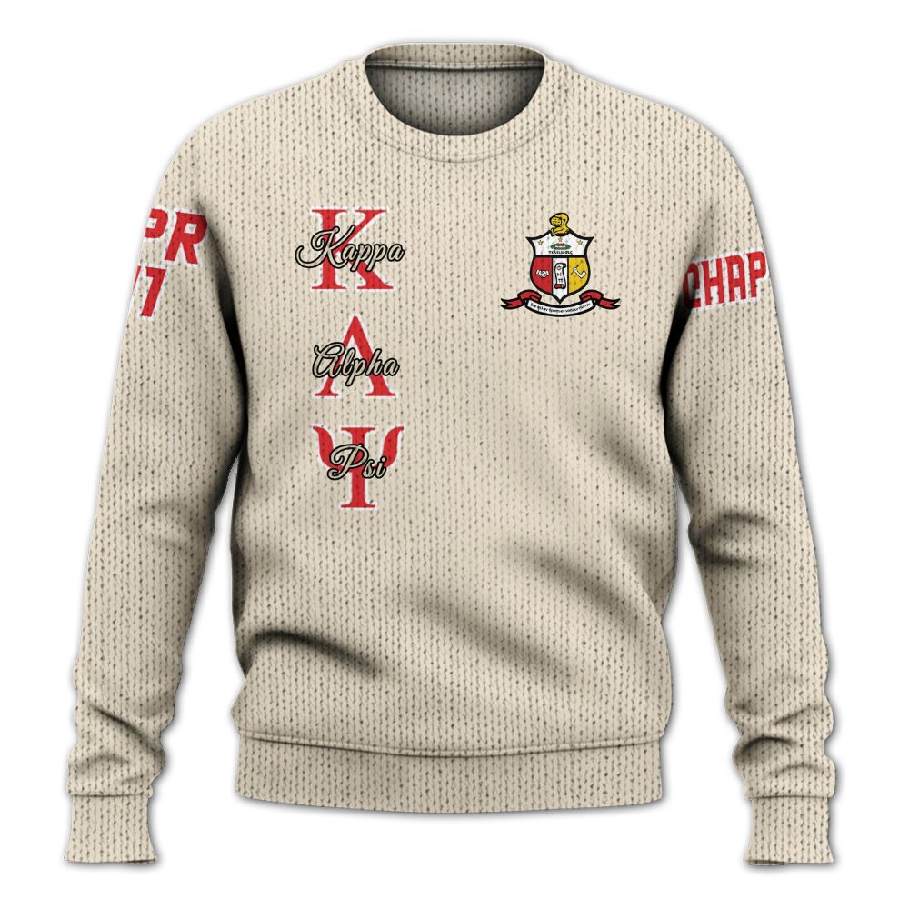 Ireishprint ΚΑΨ Custom Chapter Shirt, Personalized Cane Cream Shirt ΚΑΨ Fraternity Knitted Sweater