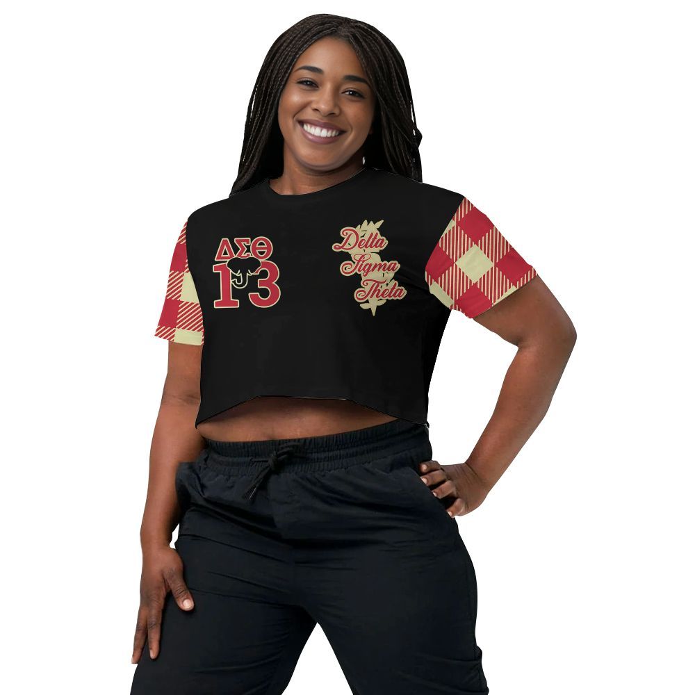 Ireishprint Delta Sigma Theta Crop Shirt, Pattern Retro Delta Sigma Theta Sisterhood Sorority Crop Top