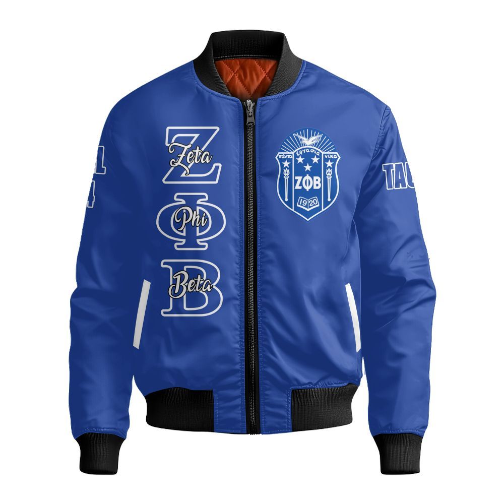 Ireishprint Zeta Phi Beta Custom Chapter Off Shoulder Sweatshirt, Personalized Blue Off Shoulder Sweatshirt Zeta Phi Beta Sorority Bomber Jacket