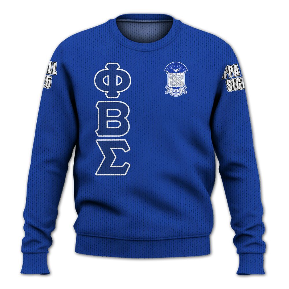 Ireishprint ΦΒΣ Custom Chapter Shirt, Personalized Royal Blue Sigma 1914 Fraternity Knitted Sweater