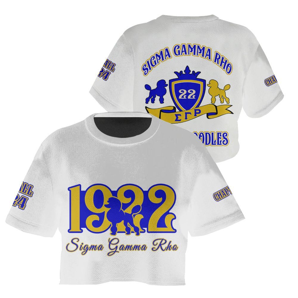 Ireishprint Sigma Gamma Rho Custom Chapter Crop Shirt, Personalized Poodle Sigma Gamma Rho Sorority Crop Top 3D
