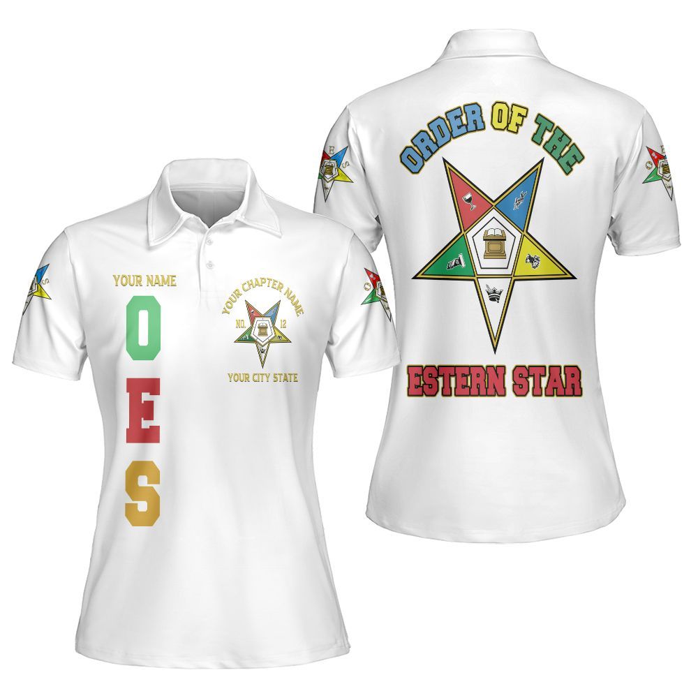 Ireishprint OES Custom Custom Legacy Polo Shirt, Customize Color Block White Order Of The Eastern Star OES Sorority Polo Shirt
