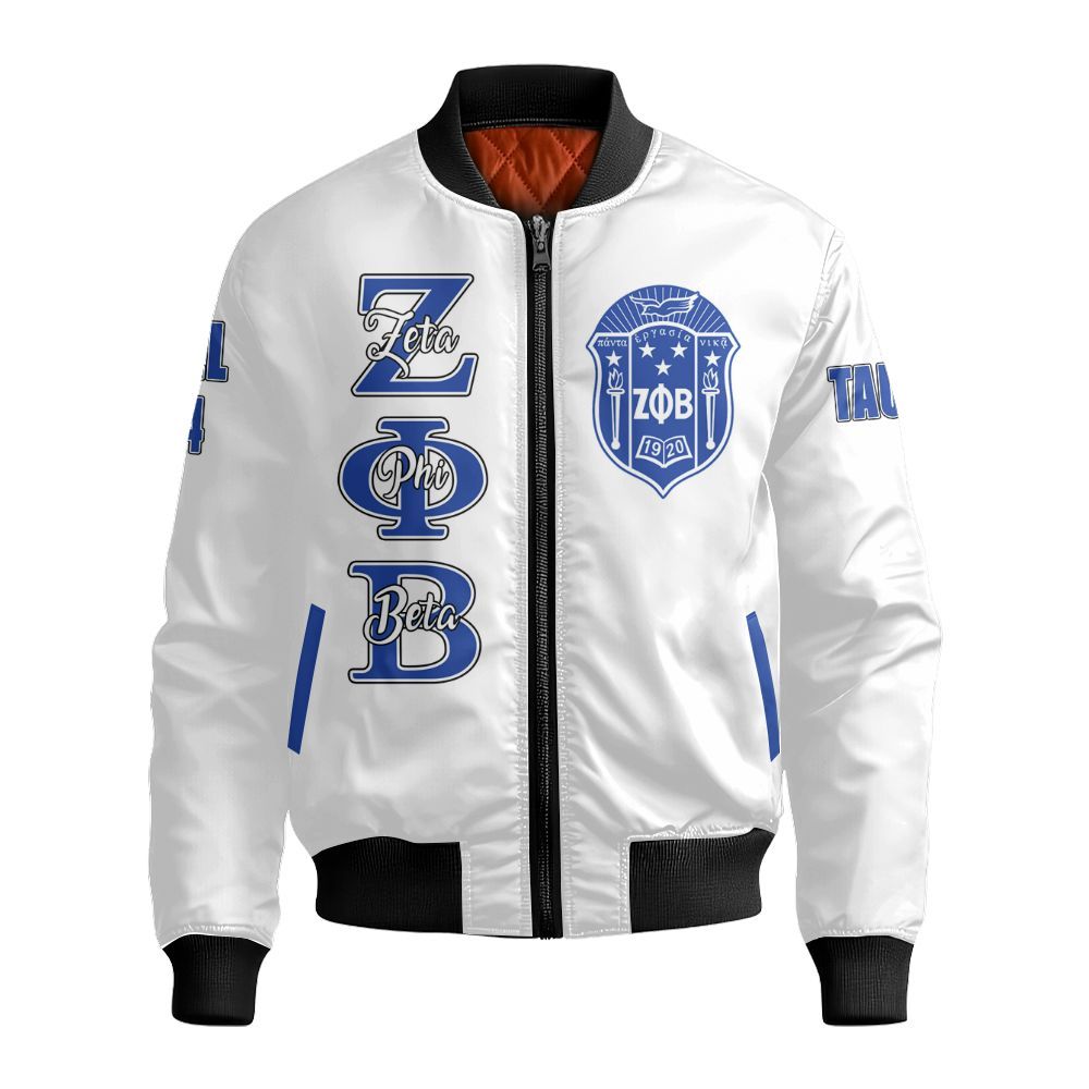 Ireishprint Zeta Phi Beta Custom Chapter Shirt, Personalized Your Z Phi B White Shirt 1920 Zeta Phi Beta Sorority Bomber Jacket