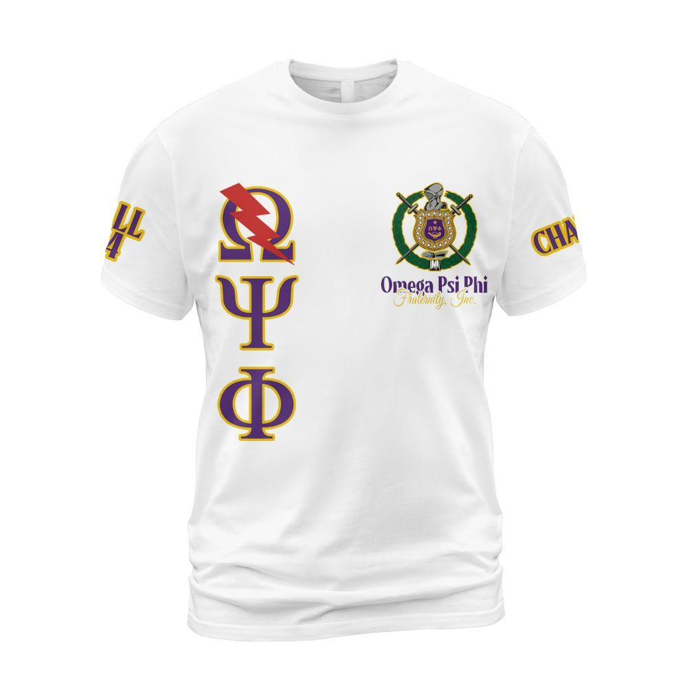 Ireishprint ΩΨΦ Custom Chapter Shirt, Personalized White Shirt ΩΨΦ 1911 Fraternity Shirt