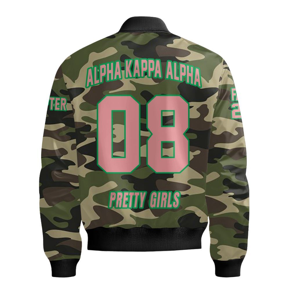 Ireishprint A.K.A Custom Chapter Shirt, Personalized Camo Style Shirt 1908 Sorority Bomber Jacket