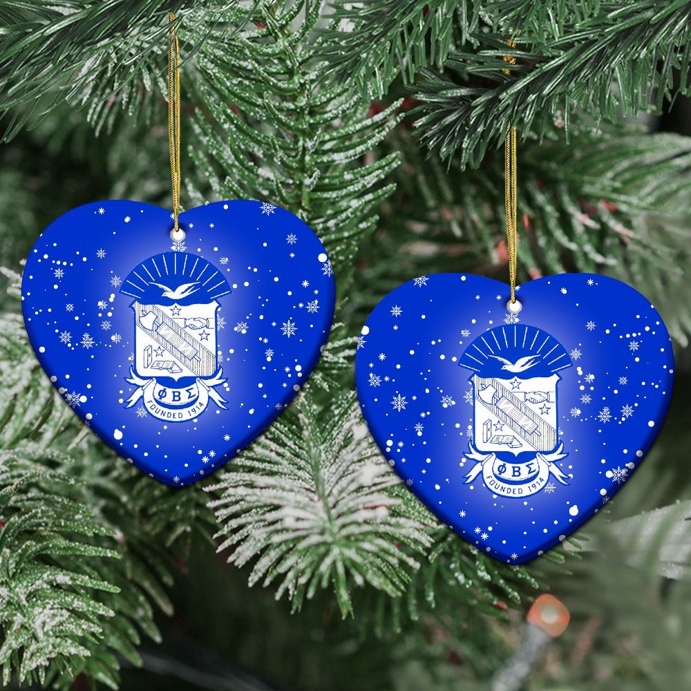 Ireishprint Phi Beta Sigma Ceramic Ornament, PBS Royal Blue White Christmas Ornament