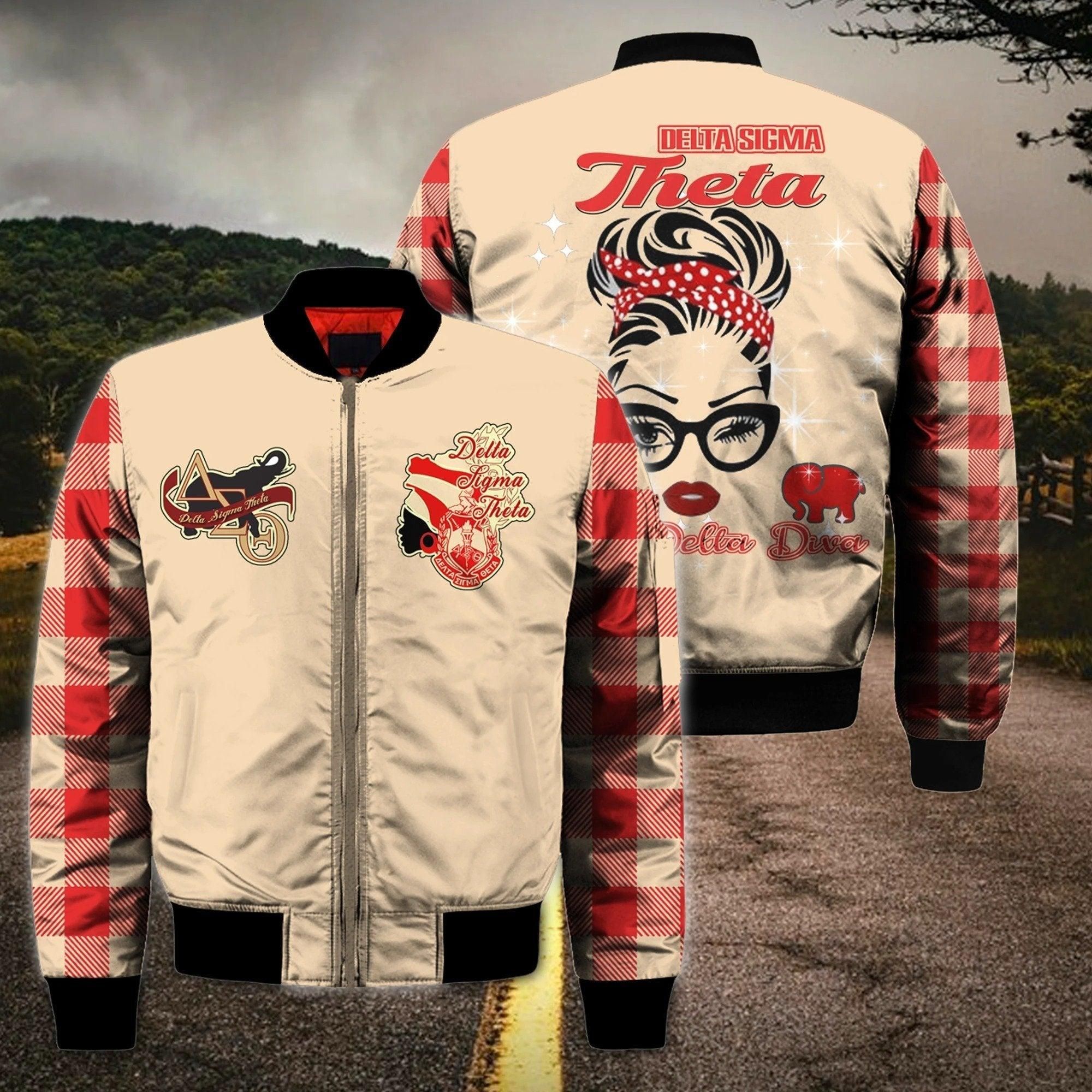 Blessed Delta Sigma Theta Diva Sleeve Zip Bomber Jacket