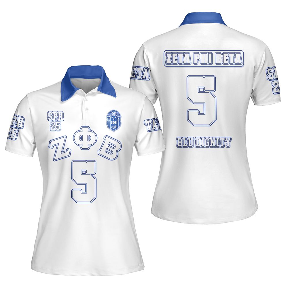 Ireishprint Zeta Phi Beta Custom Chapter, Personalized Your Own Z Phi B White Polo Shirt 1920 Zeta Phi Beta Sorority Polo Shirt