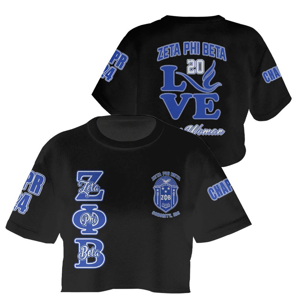 Ireishprint Zeta Phi Beta Custom Chapter Crop Shirt, Personalized Love Zeta Dove Z Phi B Black 1920 Sorority Crop Top