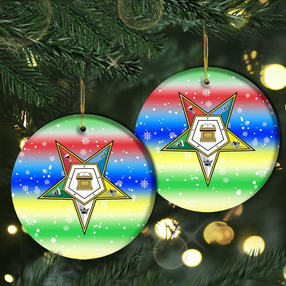 Ireishprint OES Ceramic Ornament, Order Of The Eastern Star Multi-Color Star Christmas Ornament
