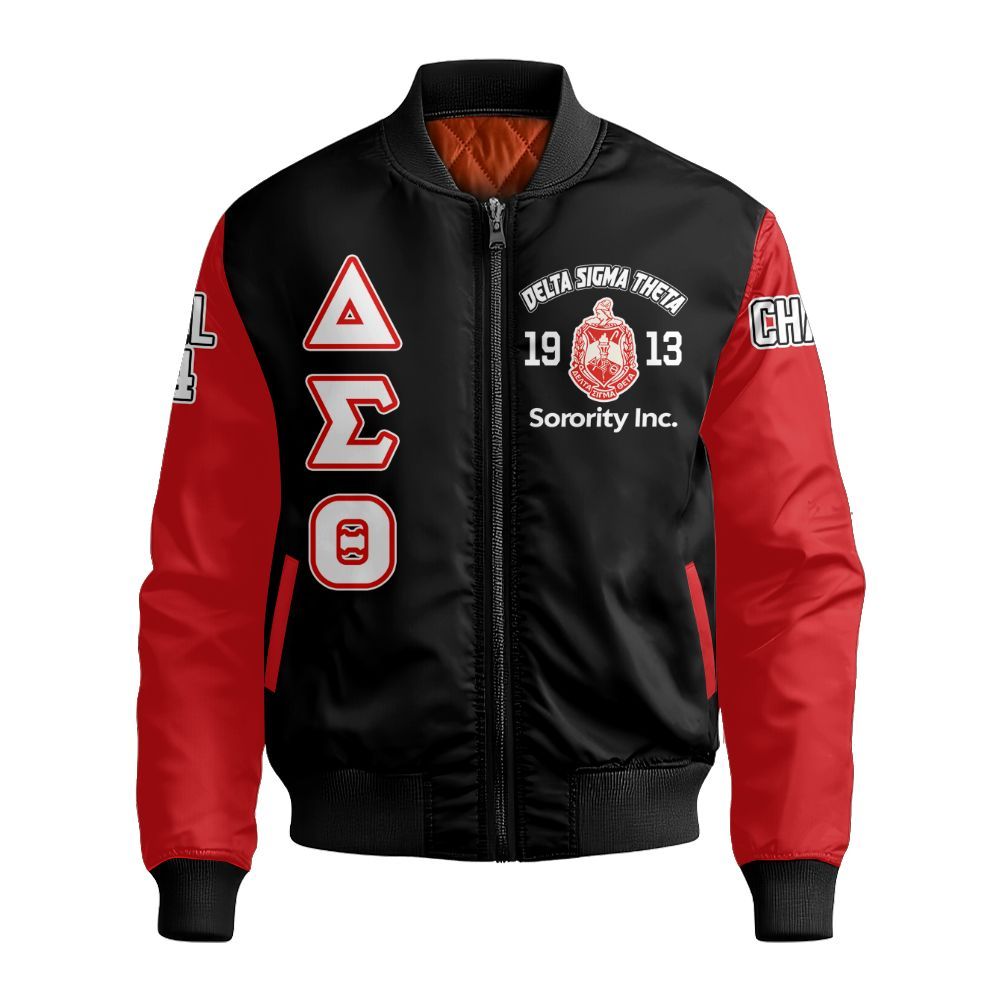 Ireishprint Delta Sigma Theta Custom Chapter Polo Shirt, Delta Sigma Theta Crimson Retro Polo Red Sleeve 1913 Sorority Bomber Jacket