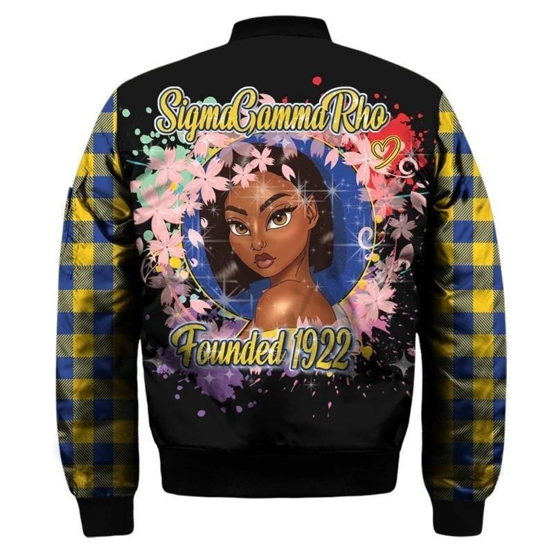 Sigma Gamma Rho Short Hair Girl Sleeve Zip Bomber Jacket