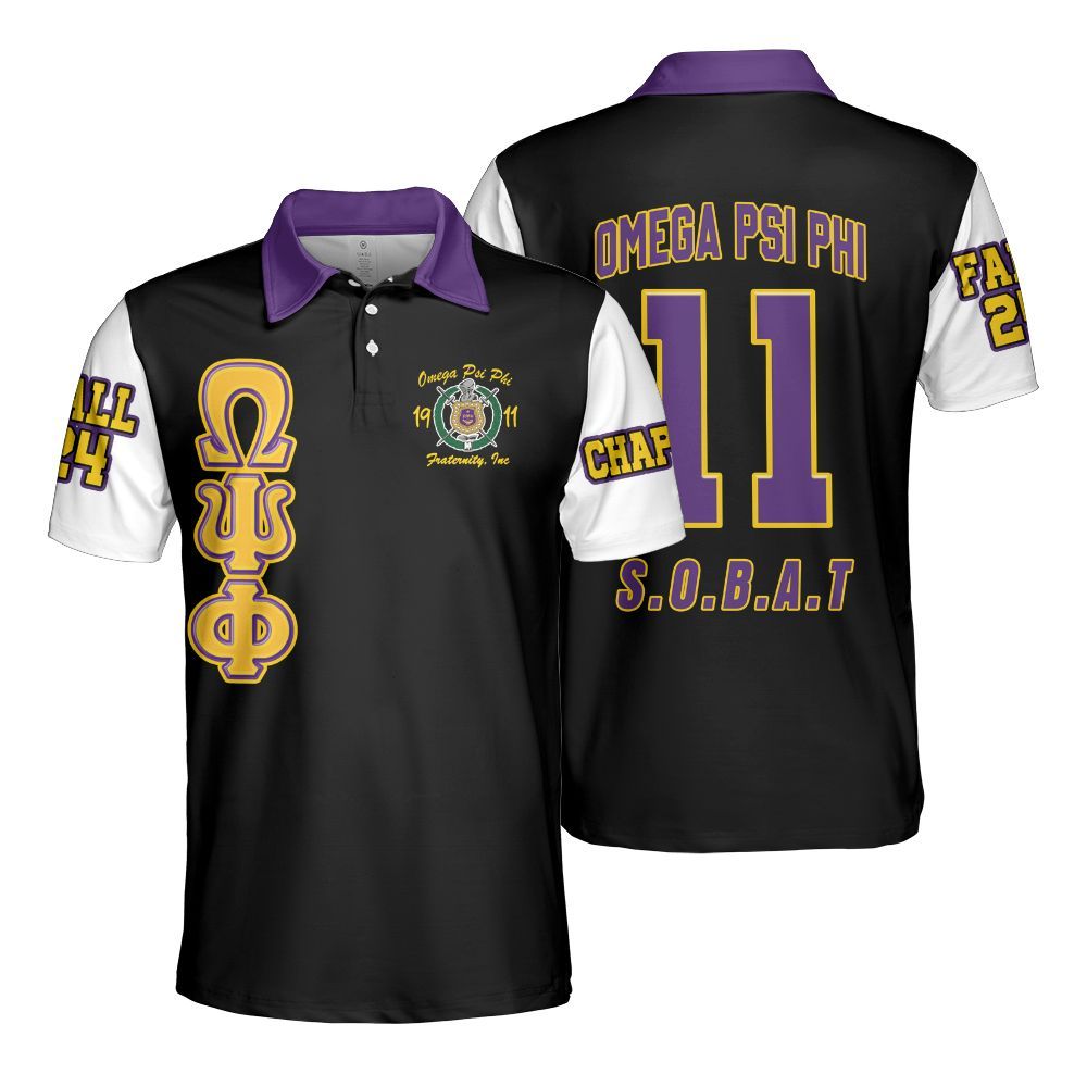 Ireishprint ΩΨΦ Custom Chapter Polo Shirt, Personalized Retro Style White Sleeves Shirt ΩΨΦ Fraternity Polo Shirt