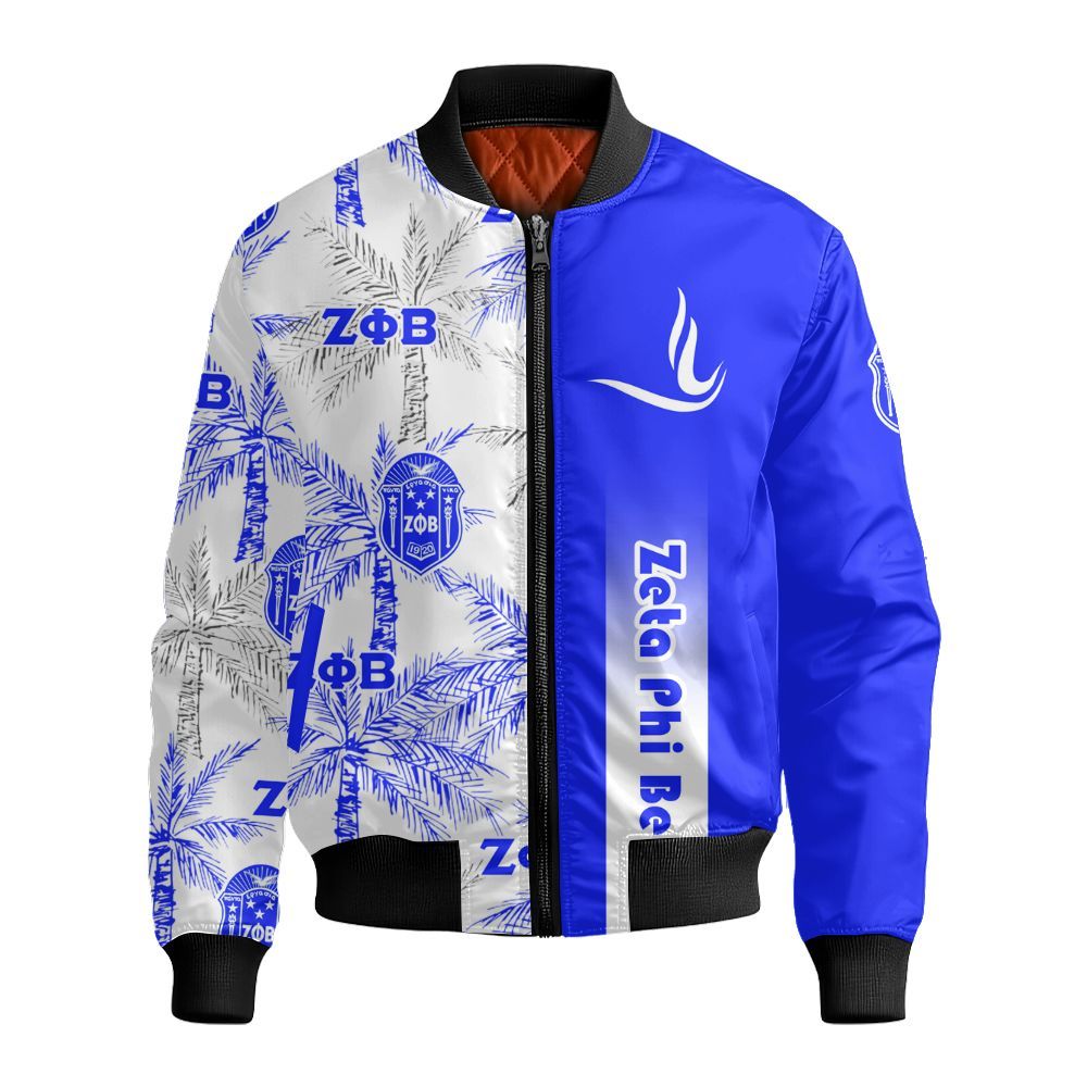 Ireishprint Zeta Phi Beta Hawaii Shirt, Palm Tree Hawaii Shirt Zeta Phi Beta Theta Sorority Bomber Jacket