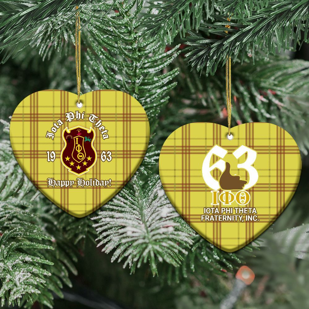 Ireishprint Iota Phi Theta Ceramic Ornament, Handsign Inspired Charcoal Brown 1963 Fraternity Xmas Ornament