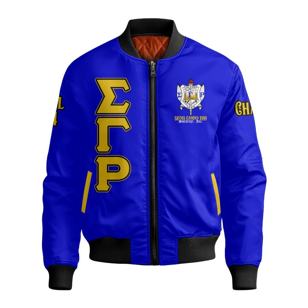 Ireishprint Sigma Gamma Rho Custom Chapter Varsity Jacket, Personalized Royal Blue Jacket Sigma Gamma Rho 1922 Sorority Bomber Jacket