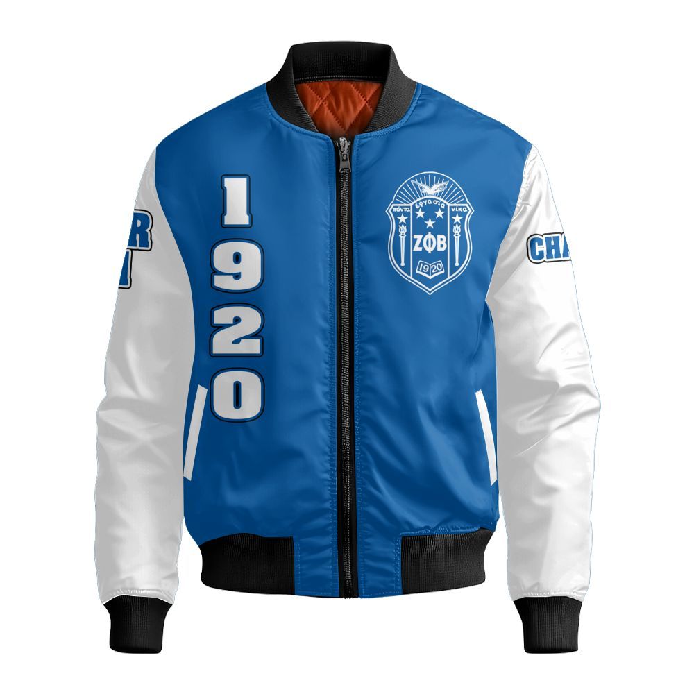 Ireishprint Zeta Phi Beta Custom Chapter Off Shoulder Sweatshirt, Personalized Royal Blue Off Shoulder Sweatshirt Zeta Phi Beta Sorority Bomber Jacket