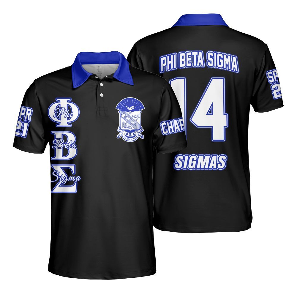 Ireishprint ΦΒΣ Custom Chapter Polo Shirt, Personalized Black Polo Shirt 1914 Fraternity Polo Shirt