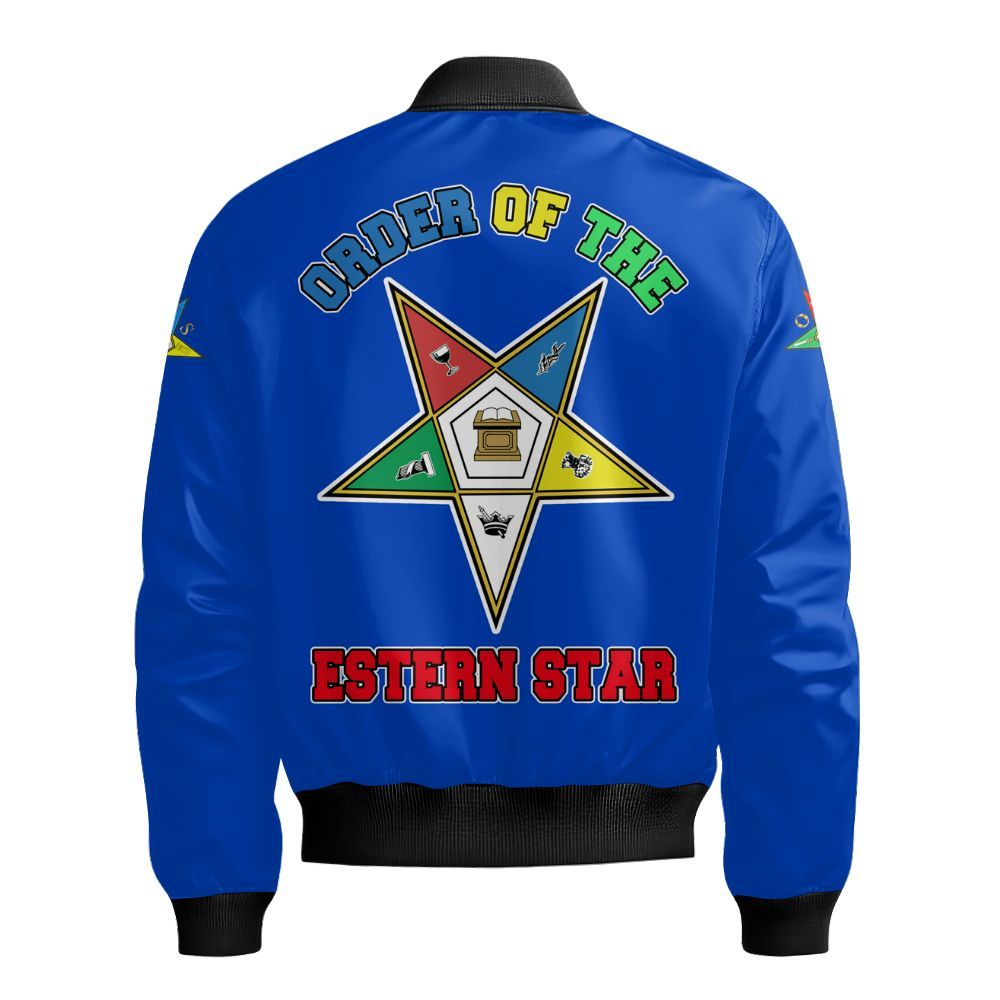 Ireishprint OES Custom Custom Legacy Polo Shirt, Customize Color Block Blue Order Of The Eastern Star OES Sorority Bomber Jacket