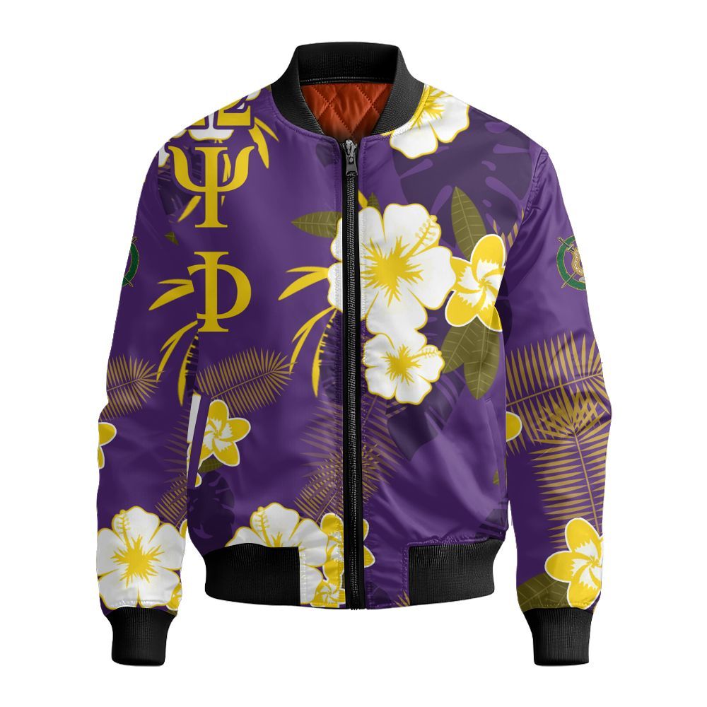 Ireishprint ΩΨΦ Hawaii Short, Hibiscus Flower Hawaii Short ΩΨΦ Fraternity Bomber Jacket