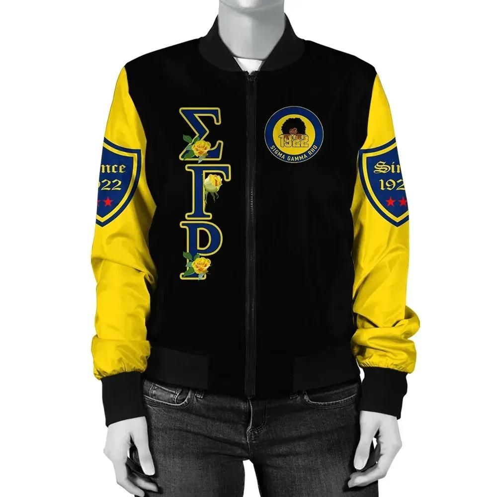 Africa Zone Jacket - Sigma Gamma Rho Yellow Rose Bomber Jacket J09