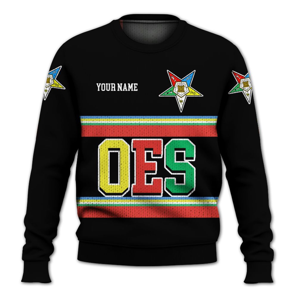 Ireishprint OES Custom Legacy Shirt, Black Line Emblem Order Of The Eastern Star OES Shirt Sorority Knitted Sweater
