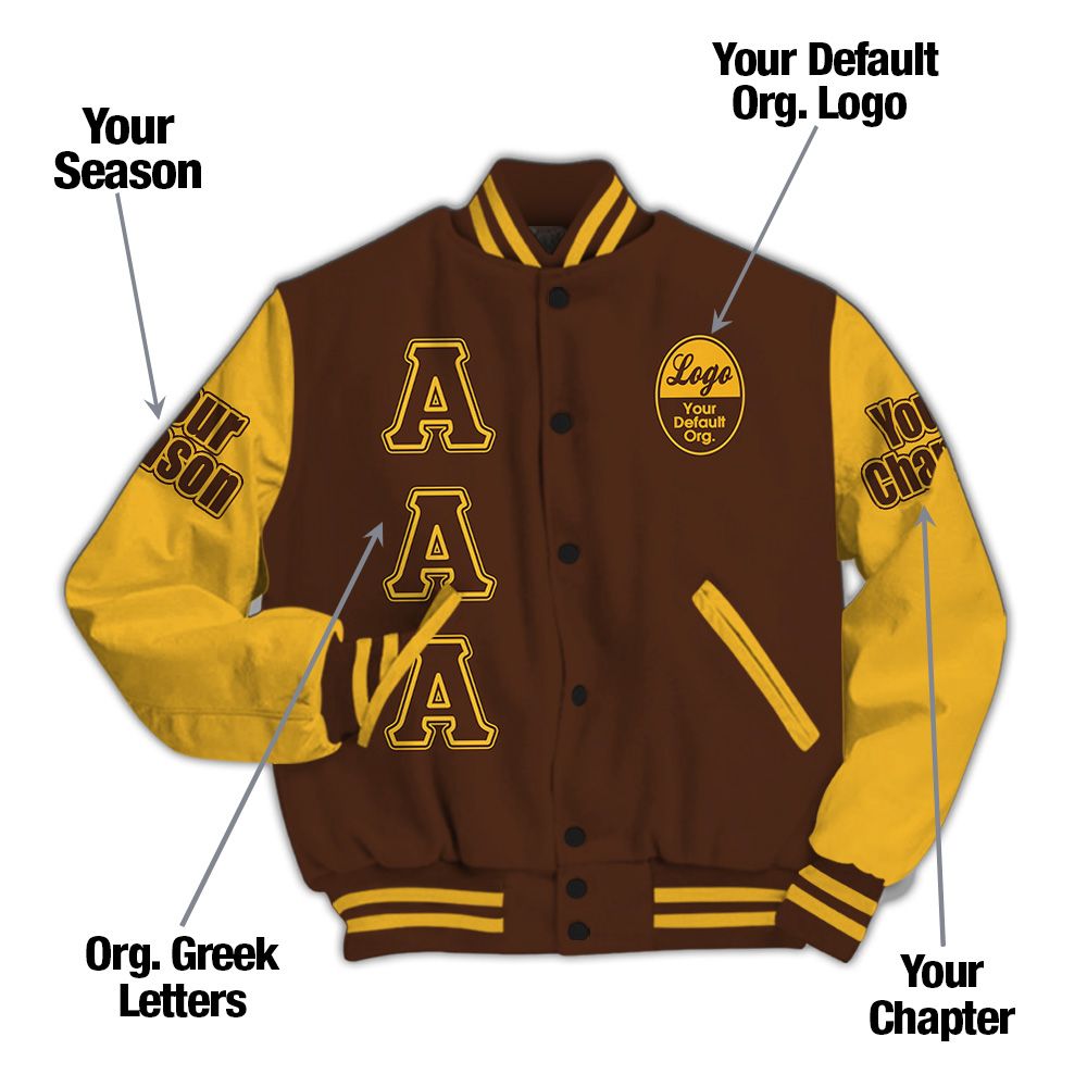 Custom Chapter Varsity Jacket, Iota Phi Theta Charcoal Brown Fraternity Jacket