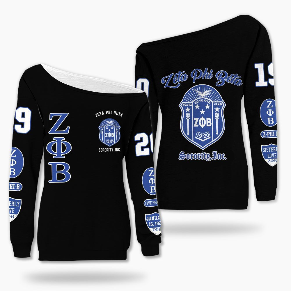 Ireishprint Zeta Phi Beta Off Shoulder Sweatshirt, Zeta Phi Beta Dove Z-phi-B Zeta Phi Beta Sorority Off Shoulder Sweatshirt