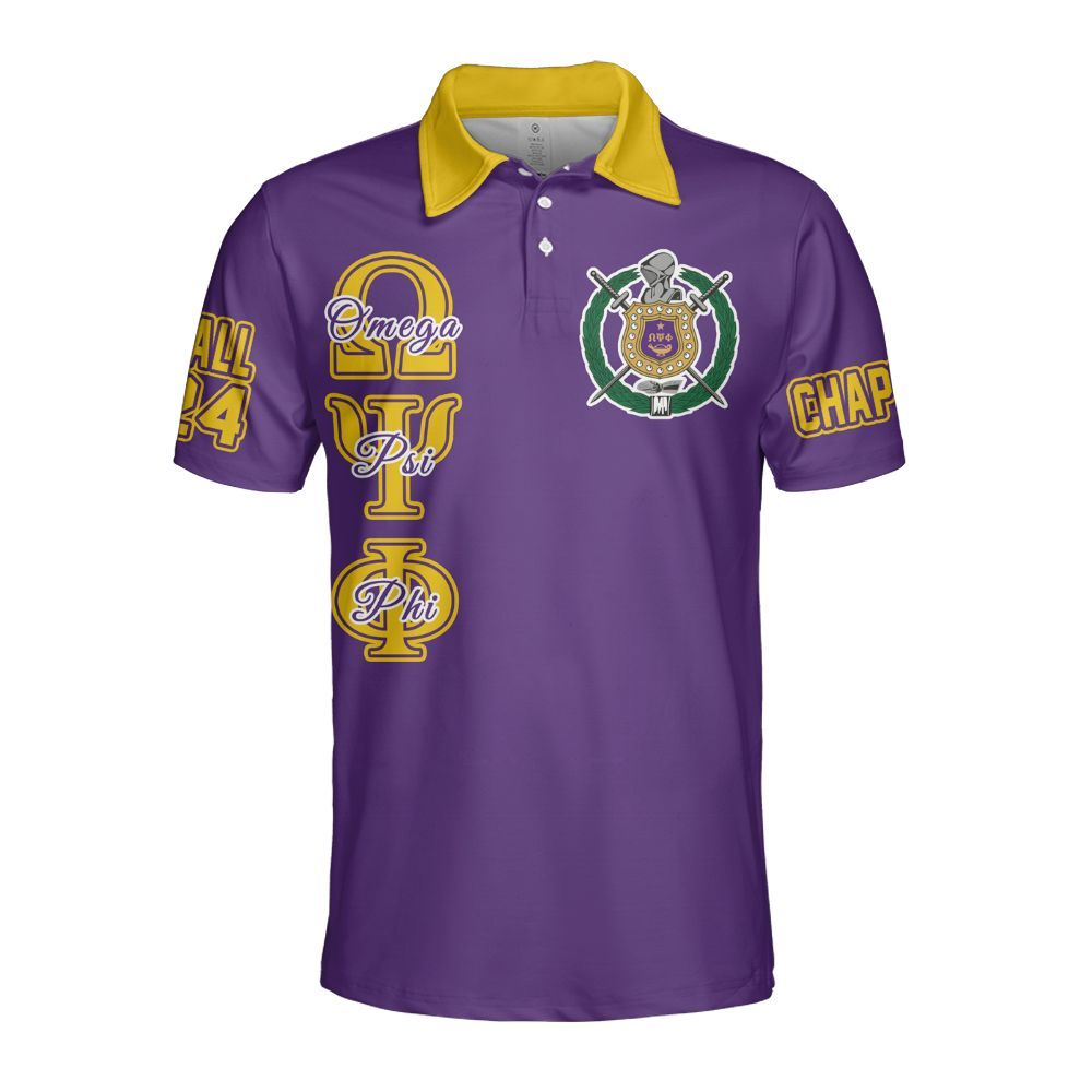 Ireishprint ΩΨΦ Custom Chapter Polo Shirt, Personalized Purple Shirt ΩΨΦ Fraternity Polo Shirt