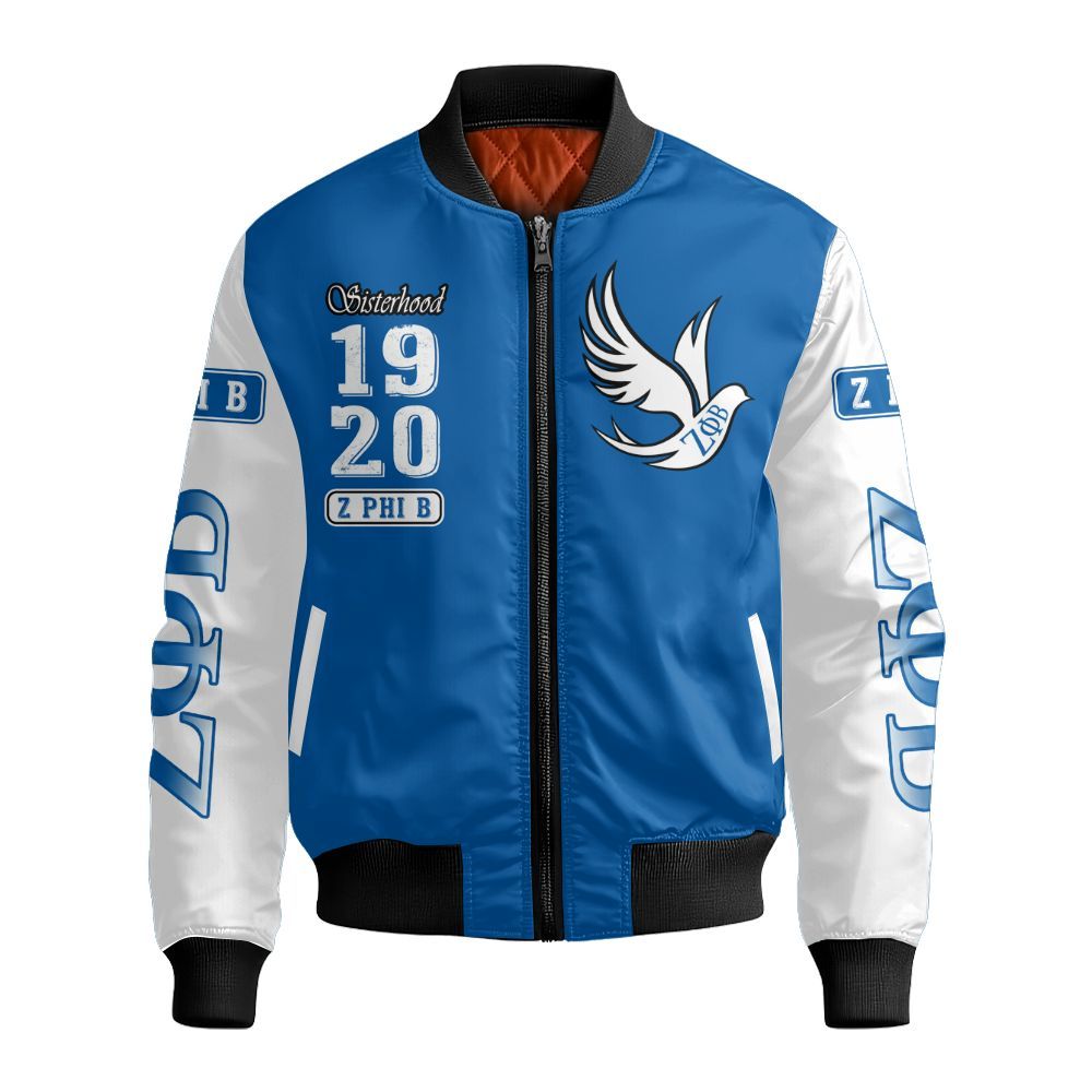 Ireishprint Zeta Phi Beta Cardigan, Sisterhood Beta Girl White Sleeve Royal Blue Cardigan Zeta Phi Beta Sorority Bomber Jacket