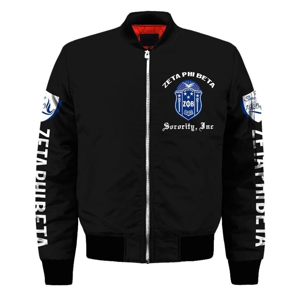 Lux Rose Zeta Phi Beta Sleeve Zip Bomber Jacket