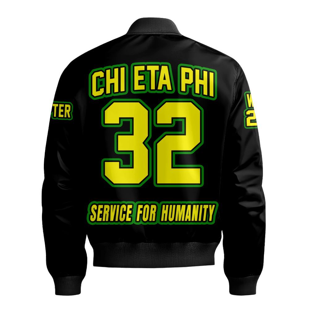 Ireishprint Chi Eta Phi Custom Chapter Varsity Jacket, Personalized Black Lemon Yellow Varsity Jacket Chi Eta Phi Sorority Bomber Jacket