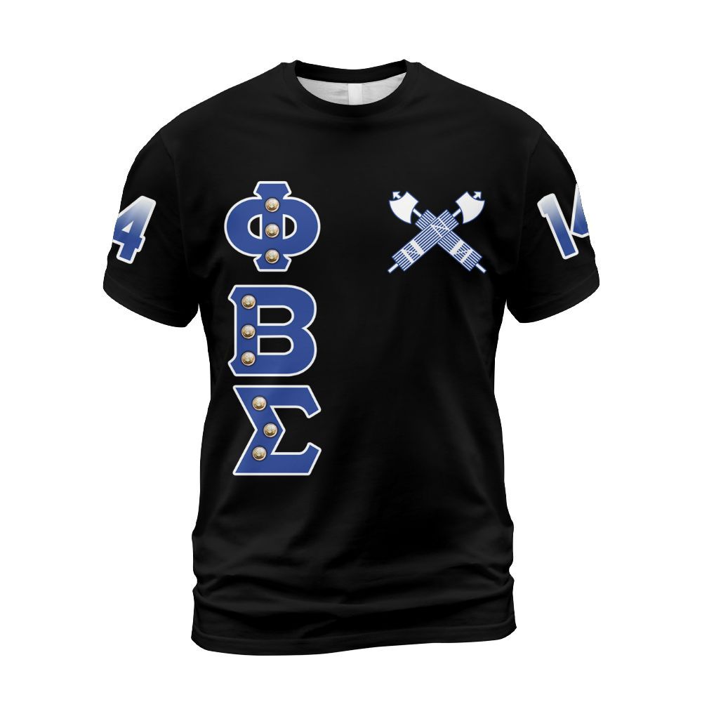 Ireishprint ΦΒΣ Shirt, Dove Black Duo Royal Blue Style 1914 Fraternity Shirt