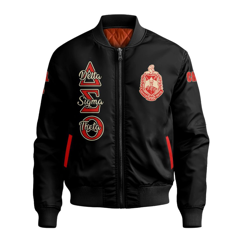 Ireishprint Delta Sigma Theta Custom Chapter Crop Shirt, Black Simple Style Delta Sigma Theta Sorority Bomber Jacket
