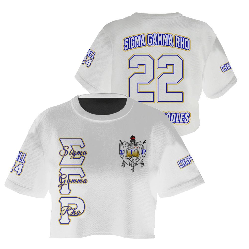 Ireishprint Sigma Gamma Rho Custom Chapter Crop Shirt, Personalized White Sigma Gamma Rho Sorority Crop Top 3D