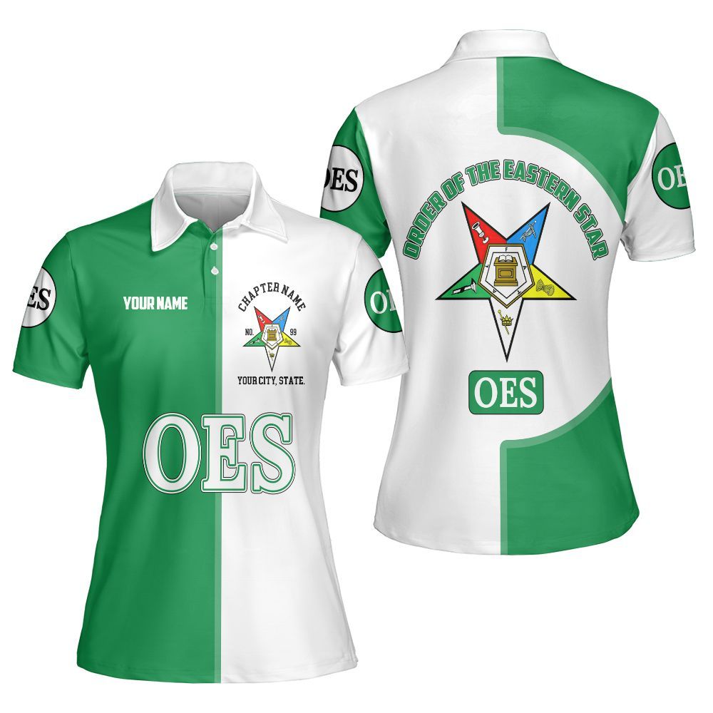 Ireishprint OES Custom Legacy Polo Shirt, Green Circle Legacy Style Order Of The Eastern Star OES Polo Shirt Sorority Polo Shirt