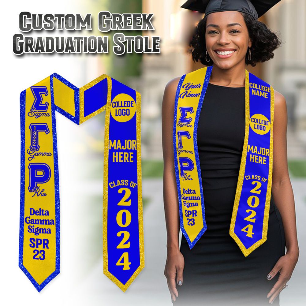 Ireishprint Sigma Gamma Rho Custom Your Logo Graduation Stole, Personalized Graduation Mix Duo Colors Stole Sigma Gamma Rho Sorority