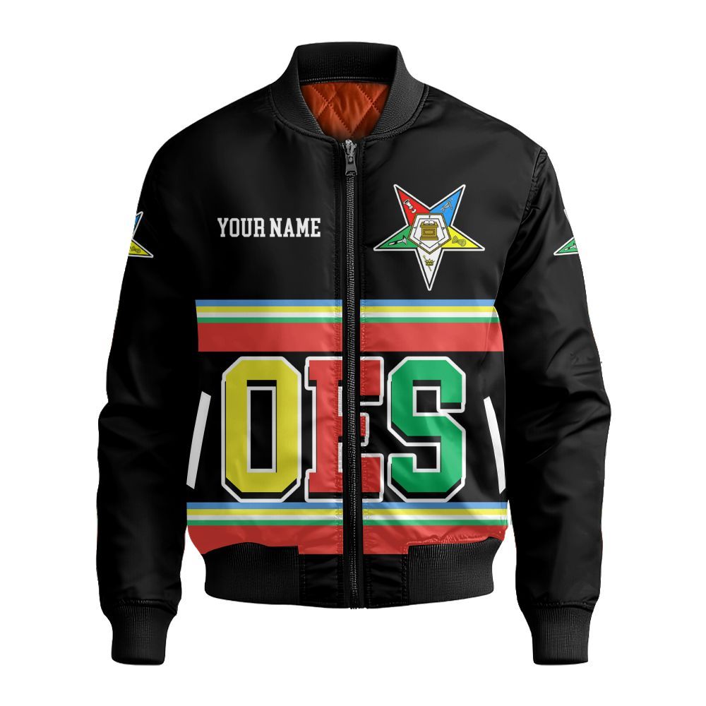 Ireishprint OES Custom Legacy Shirt, Black Line Emblem Order Of The Eastern Star OES Sorority Bomber Jacket