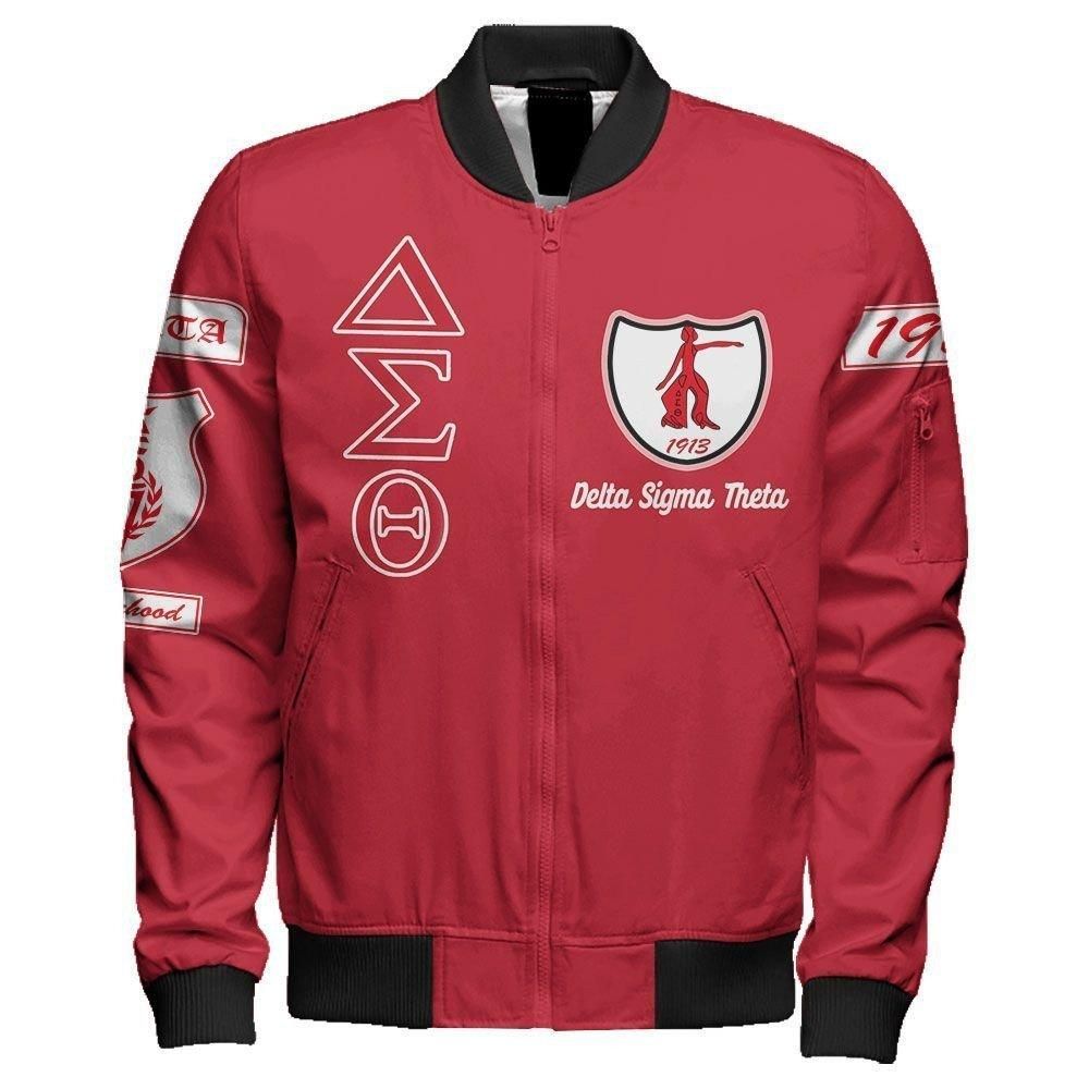 Sisterhood Delta Sigma Theta Sleeve Zip Bomber Jacket